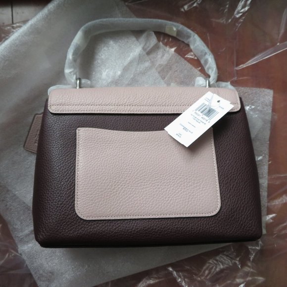 COACH Tammie Shoulder Bag In Colorblock Burgundy Pink Silver Hardware - Picture 8 of 15